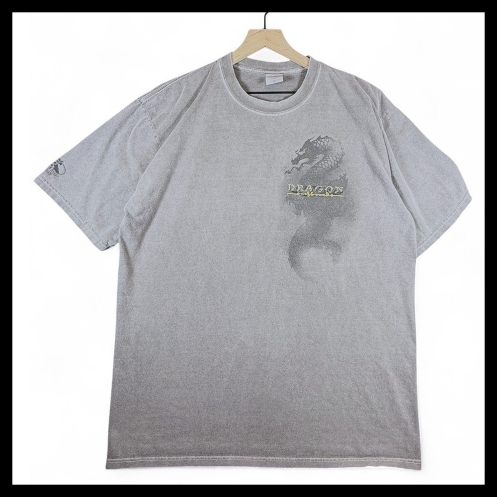 VTG Crazy‎ Shirts Dragon Surfboards Gray Crater Dyed T-Shirt Y2K Grunge Mens XL